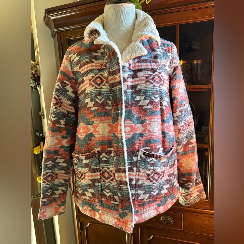 Wrangler Women's Aztec Patterned Jacket - Pink, Blue, Cream